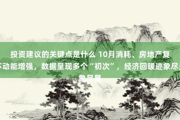 投资建议的关键点是什么 10月消耗、房地产复苏动能增强，数据呈现多个“初次”，经济回暖迹象尽显