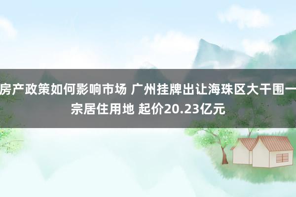 房产政策如何影响市场 广州挂牌出让海珠区大干围一宗居住用地 起价20.23亿元