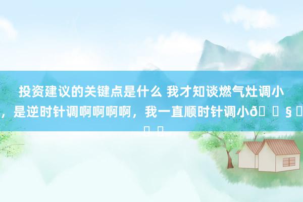 投资建议的关键点是什么 我才知谈燃气灶调小火，是逆时针调啊啊啊啊，我一直顺时针调小😧 ​​