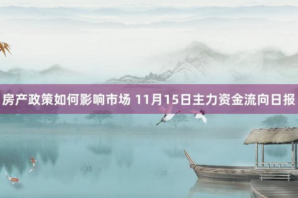 房产政策如何影响市场 11月15日主力资金流向日报