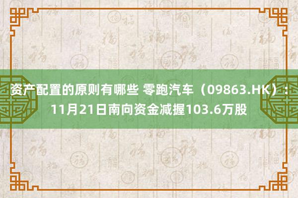 资产配置的原则有哪些 零跑汽车（09863.HK）：11月21日南向资金减握103.6万股