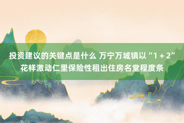 投资建议的关键点是什么 万宁万城镇以“1＋2”花样激动仁里保险性租出住房名堂程度条