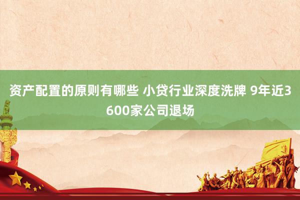 资产配置的原则有哪些 小贷行业深度洗牌 9年近3600家公司退场